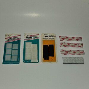 VTG Velcro Brand Lot White Sew-On Squares Black Adjustable Waistband Circle READ